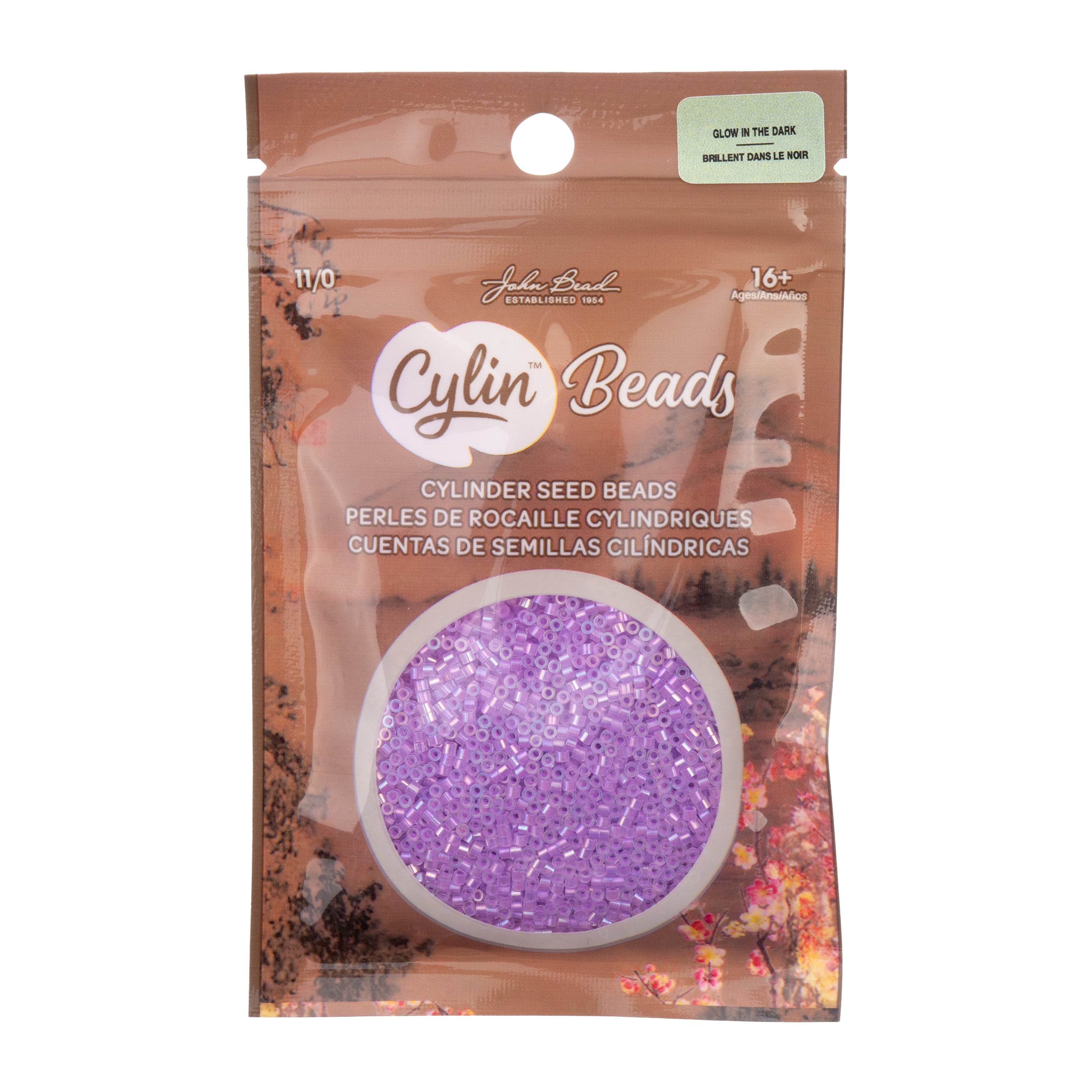 Cylin Bead 11/0 25g Bag Glow in Dark AB - Purple
