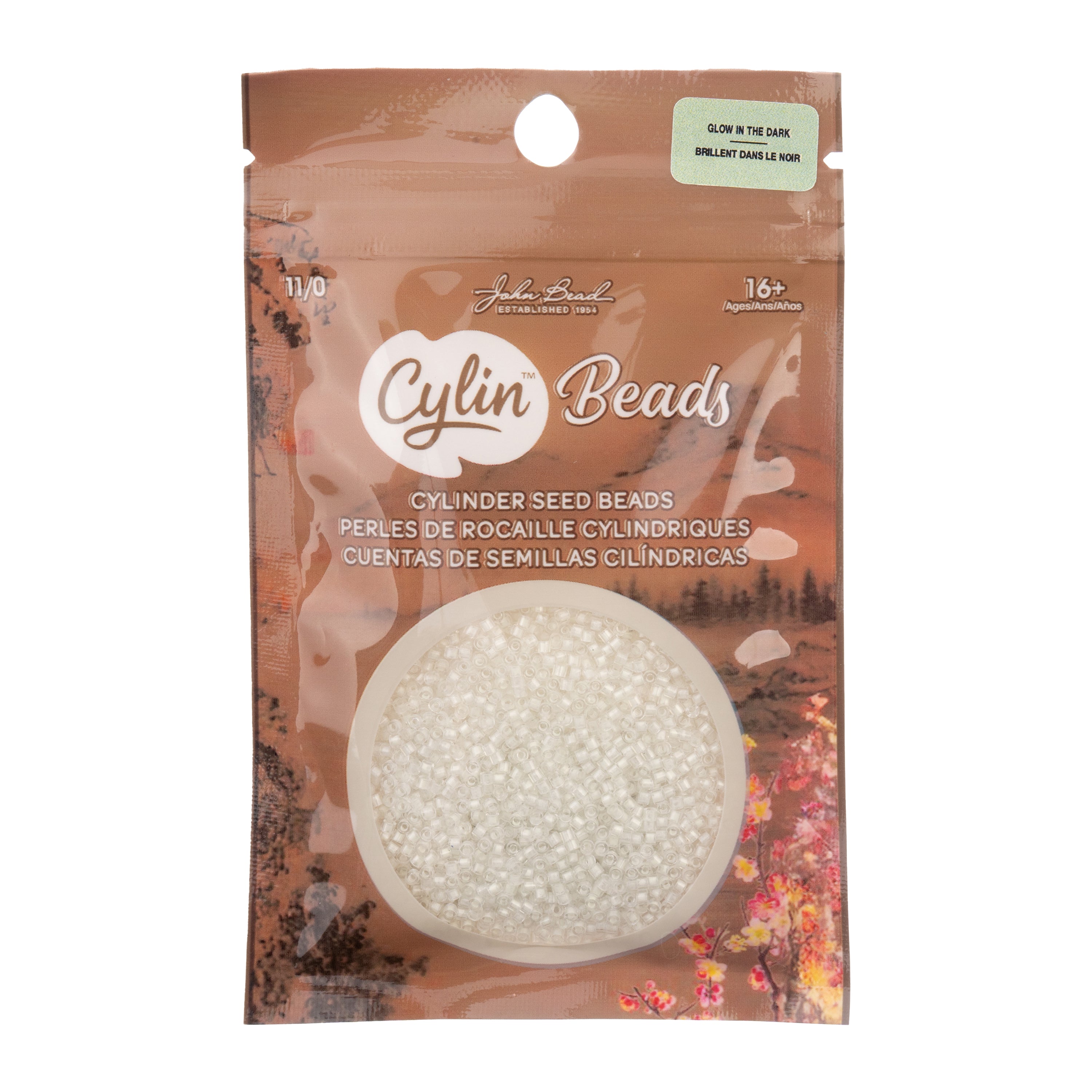 Cylin Bead 11/0 25g Bag Glow in Dark - White to Green