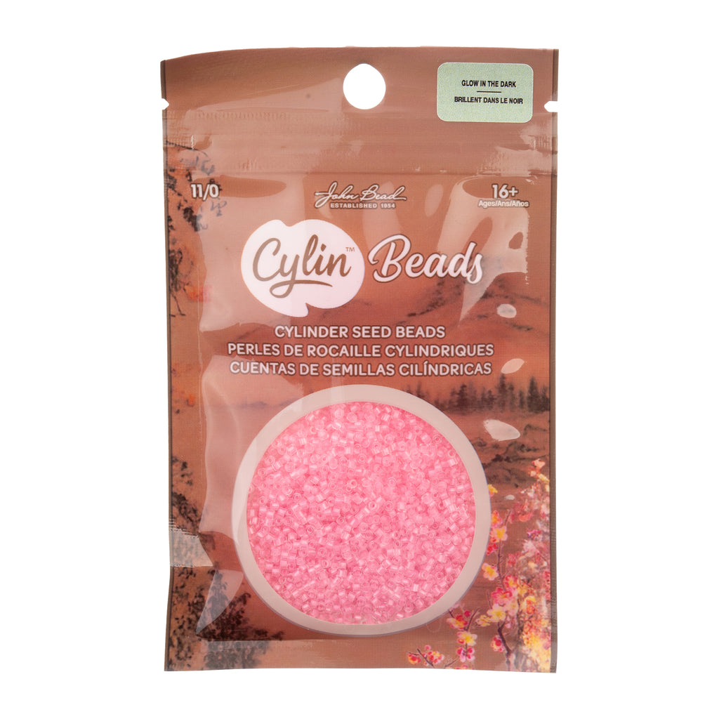 Cylin Bead 11/0 25g Bag Glow in Dark - Pink Neon