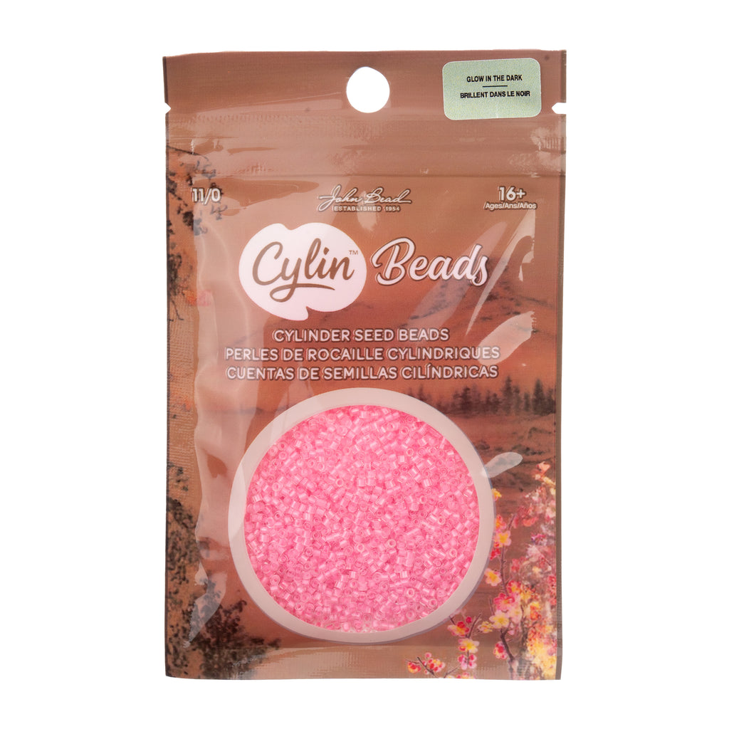 Cylin Bead 11/0 25g Bag Glow in Dark - Rose