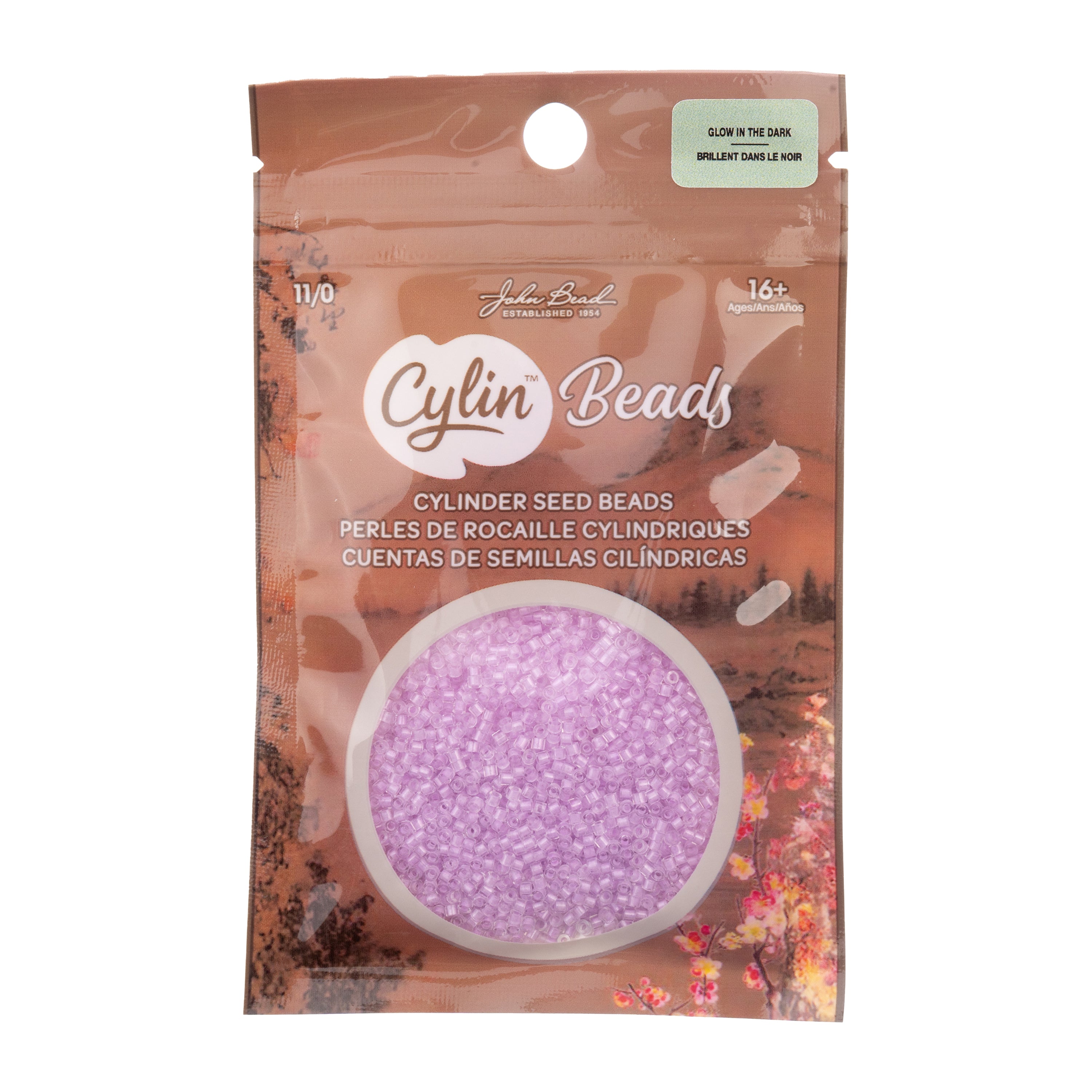 Cylin Bead 11/0 25g Bag Glow in Dark - Violet