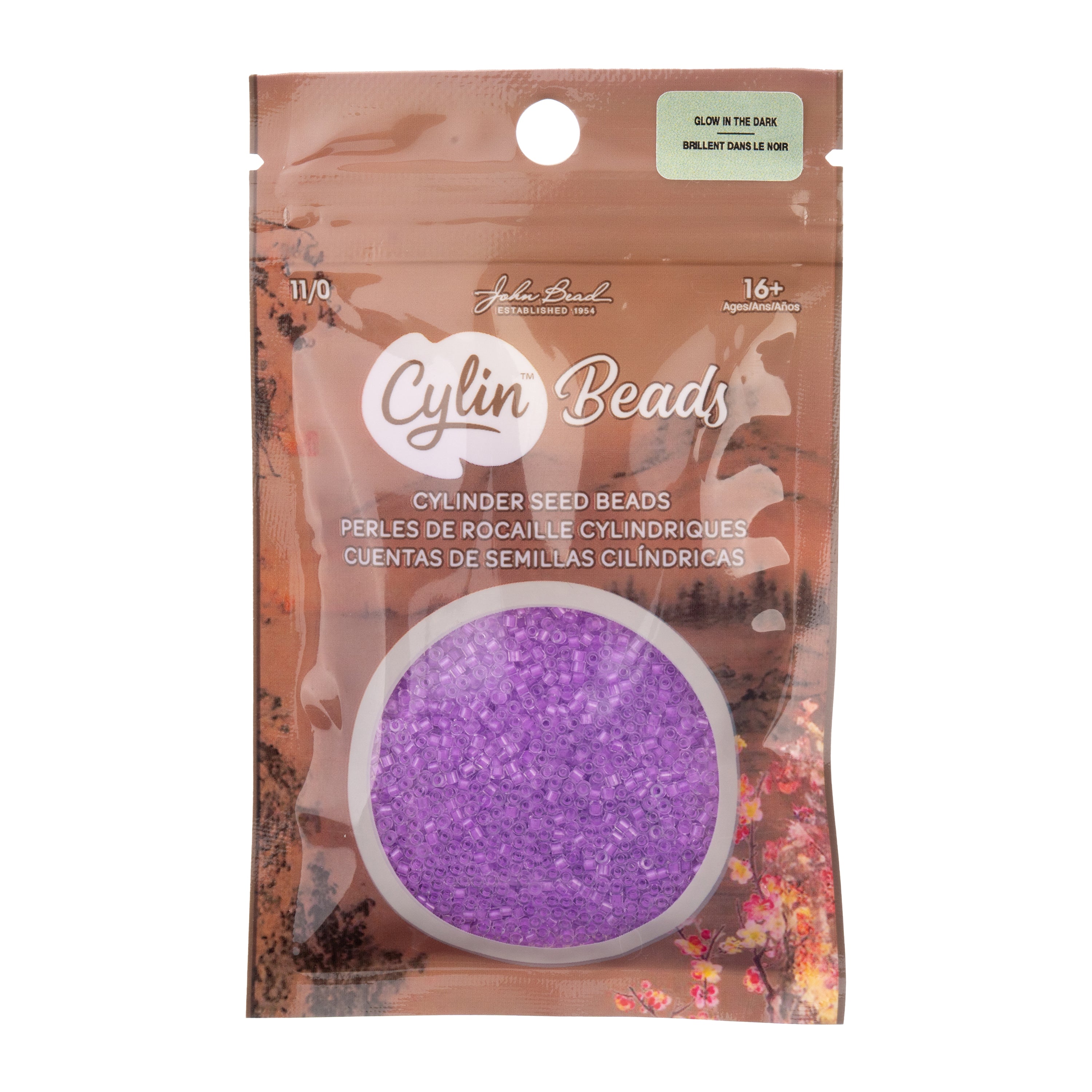 Cylin Bead 11/0 25g Bag Glow in Dark - Purple