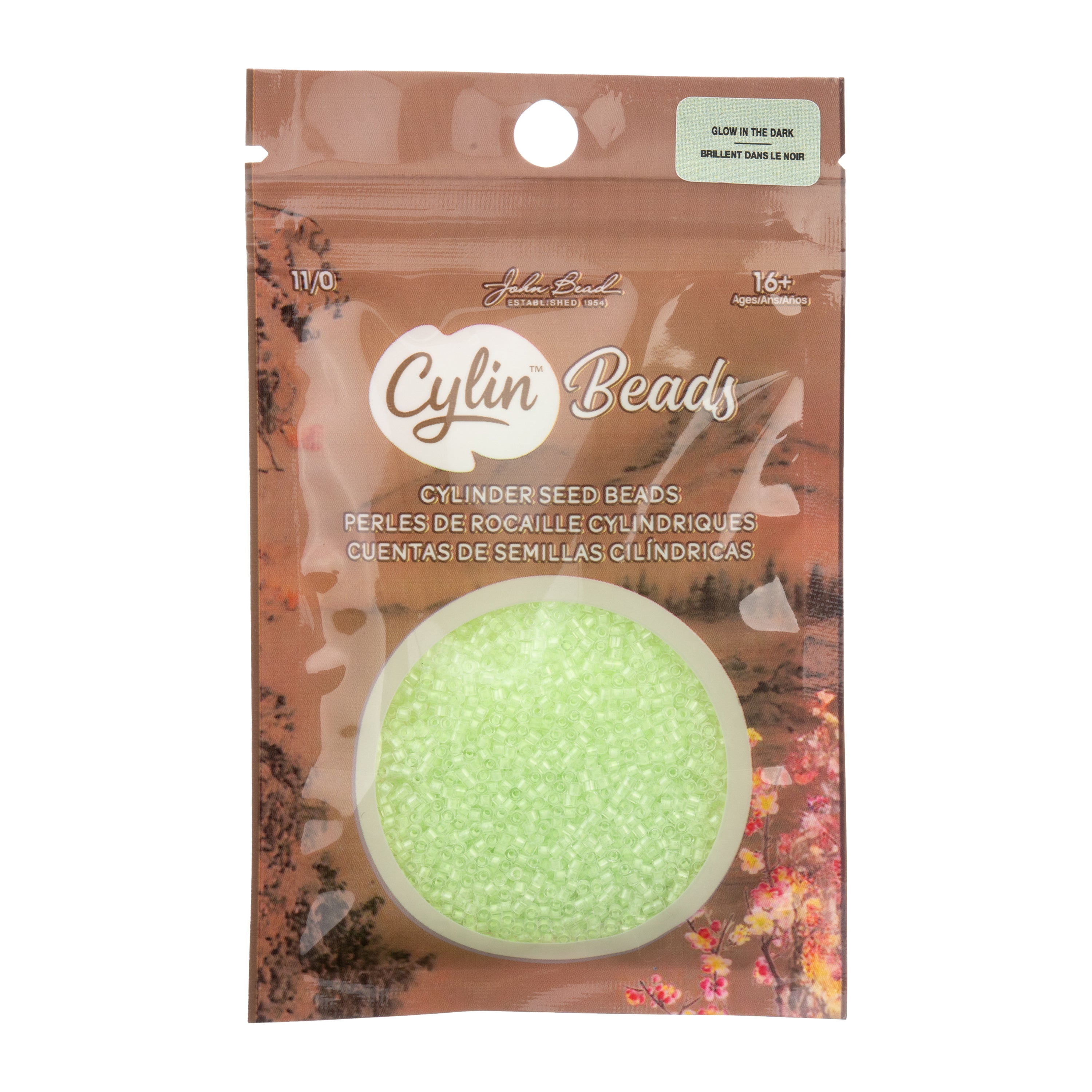 Cylin Bead 11/0 25g Bag Glow in Dark - Light Green