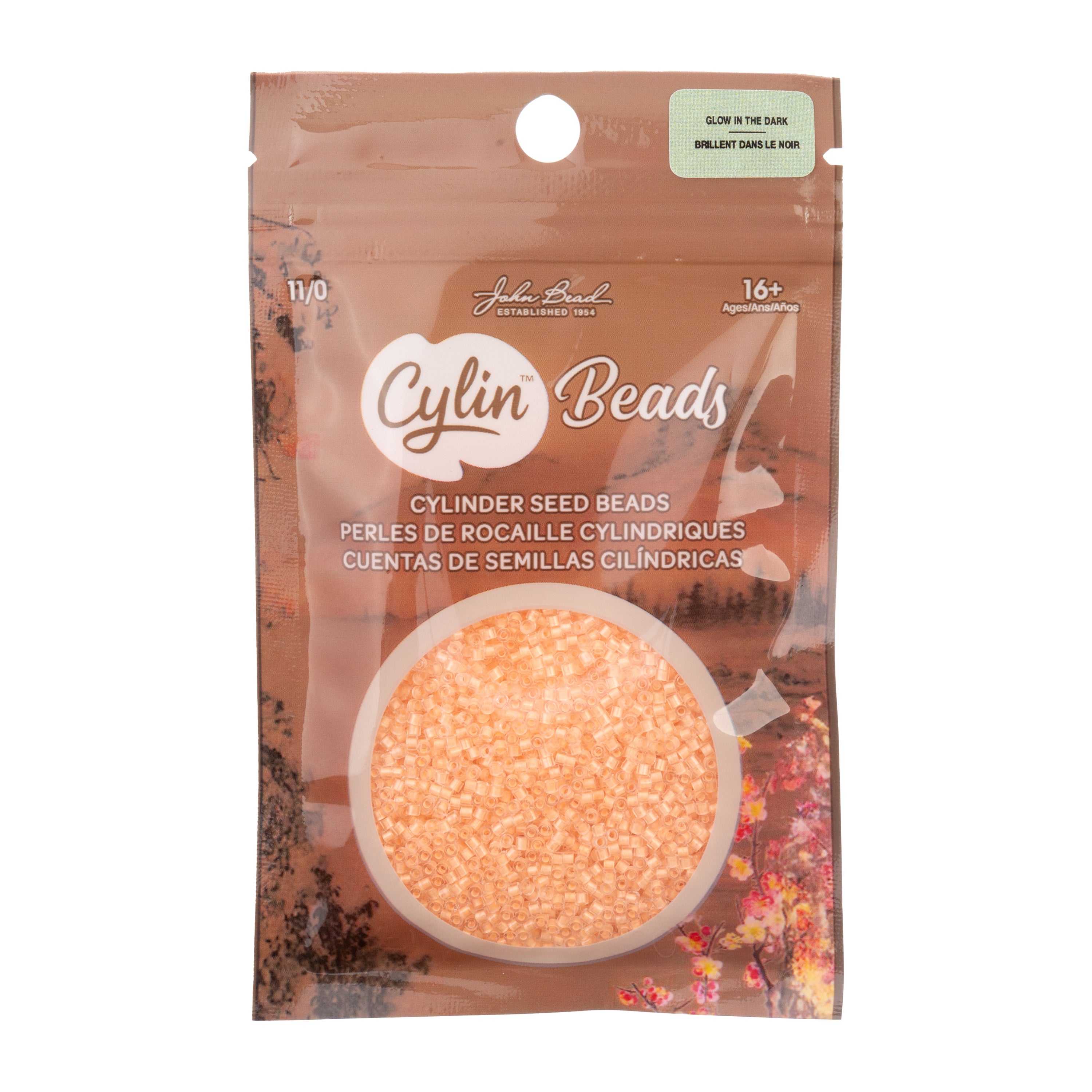 Cylin Bead 11/0 25g Bag Glow in Dark - Orange
