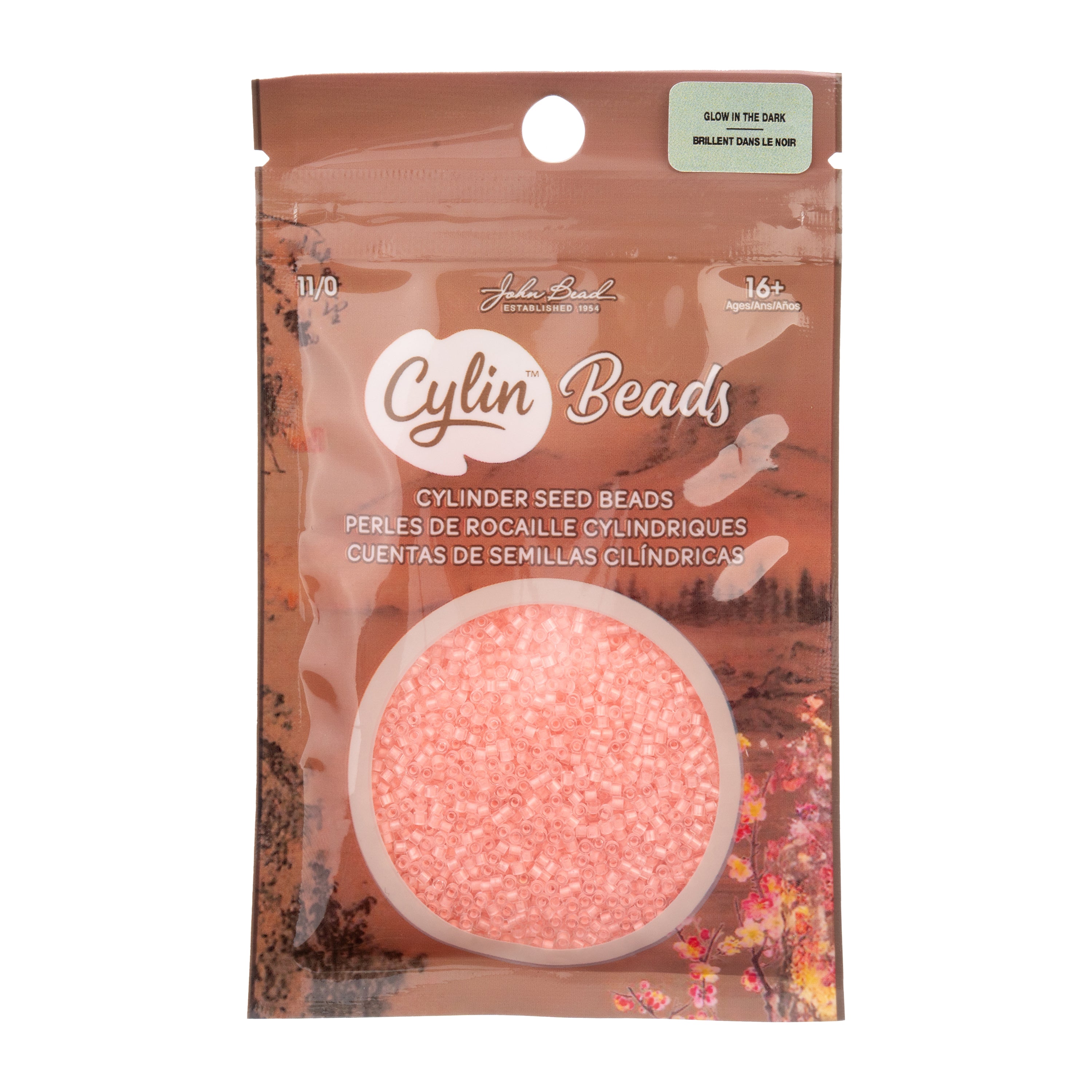 Cylin Bead 11/0 25g Bag Glow in Dark - Coral