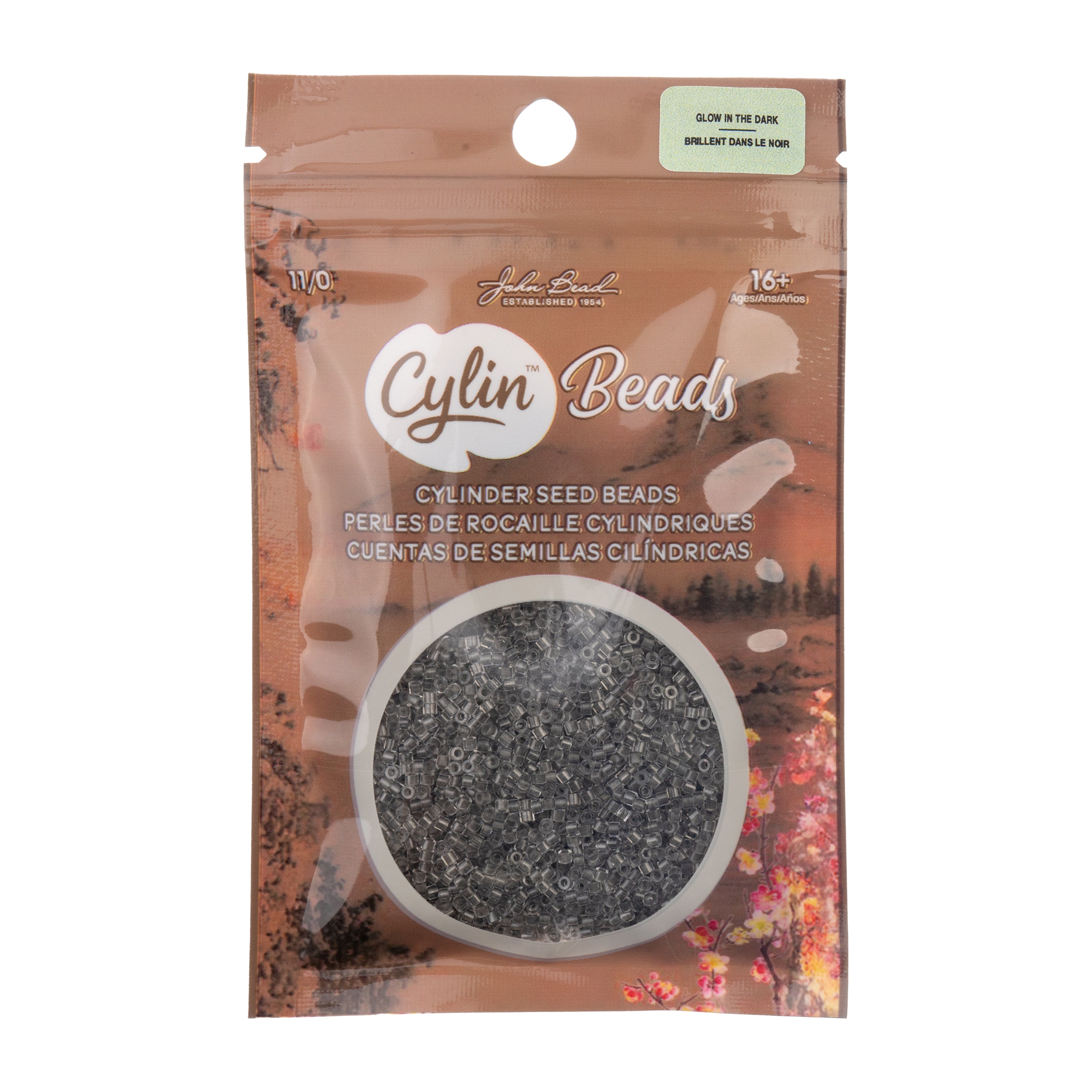 Cylin Bead 11/0 25g Bag Glow in Dark - Grey