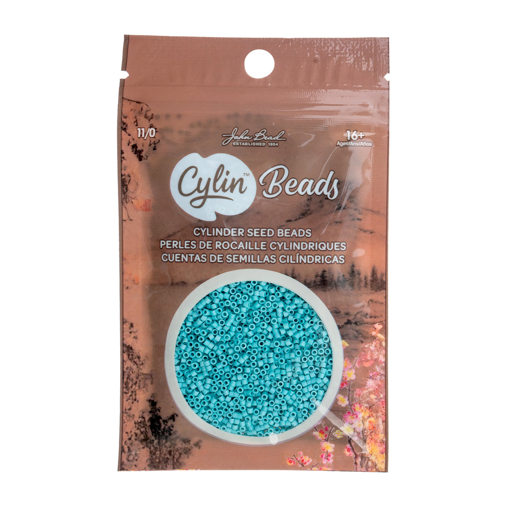 Cylin Bead 11/0 25g Bag Matte - Opaque Turquoise Green