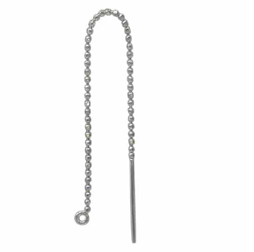 Sterling Silver, Stylish Ear Wire With Diamond Cut Link And 2mm Loop